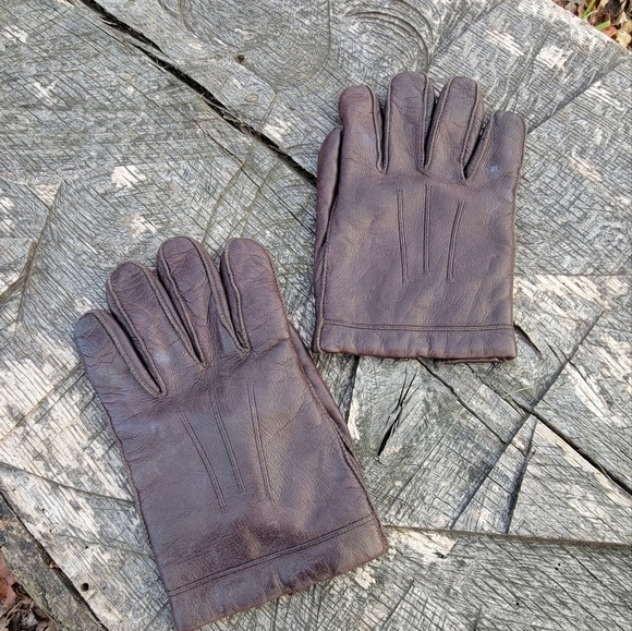 Men's Brown Leather  Gloves  fully lined size M/L - Picture 1 of 5